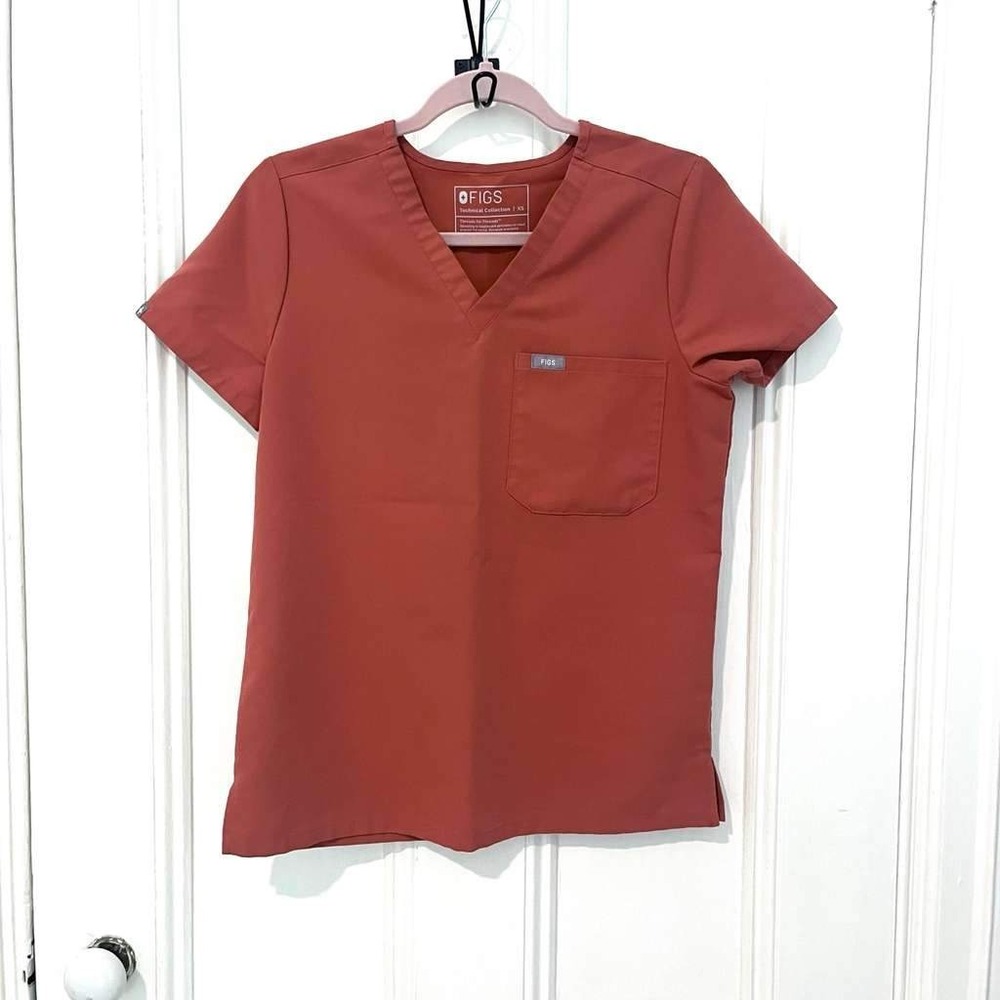FIGS Catarina V-Neck One Pocket Scrub Top  Spiced Cider XS Medical‎ Nursing EUC